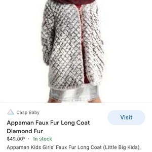 Appaman faux fur diamond long coat • girls size 6